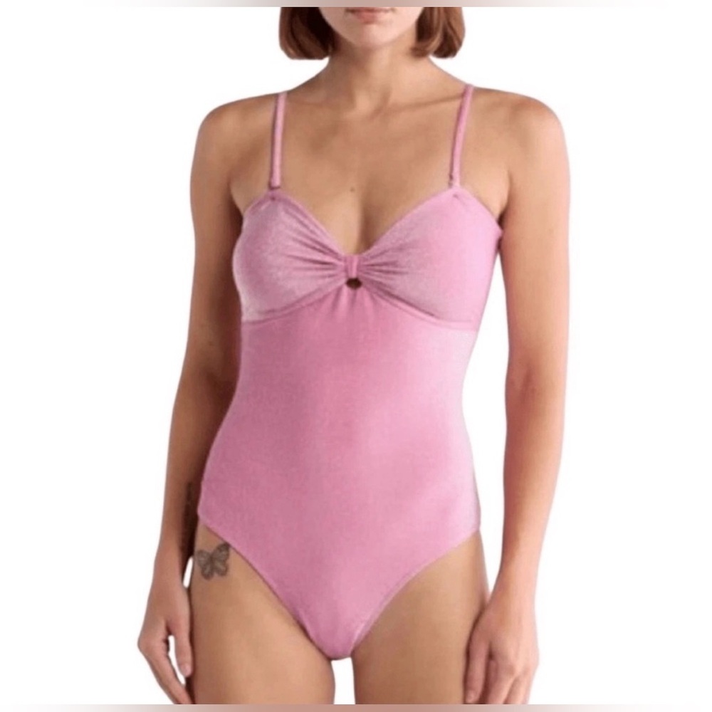 Betsey Johnson Center Front Knot Criss Cross Back 1-Piece Swimsuit -NWOT